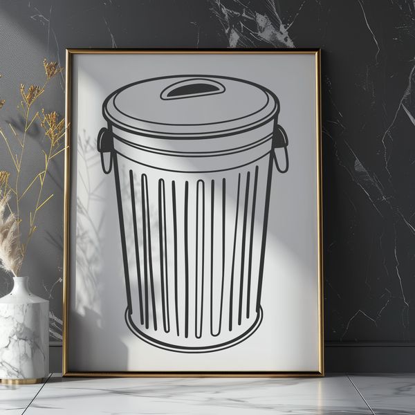 Beautiful Trash Bin Design A simple illustration of a trash can with a removable lid, designed as vector art.