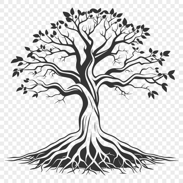Vector Tree Design for Crafters An illustration of a single tree with intricate branches and foliage, suitable for vector art projects.