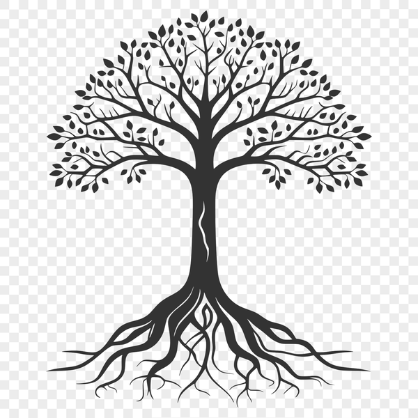 A digital illustration of a tree in its natural environment, suitable for vector design projects.