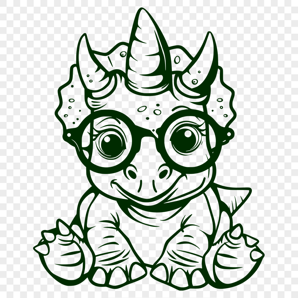 Unique Triceratops Wearing Glasses DXF