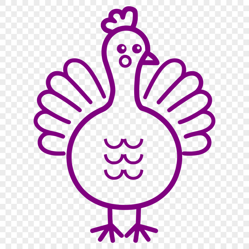 Unique Turkey Simple Line Drawing