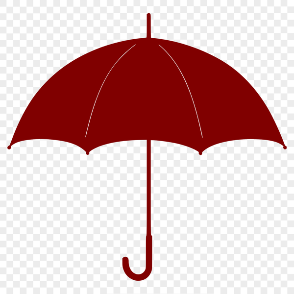 A simple illustration of an open umbrella, ready to provide protection from the rain.