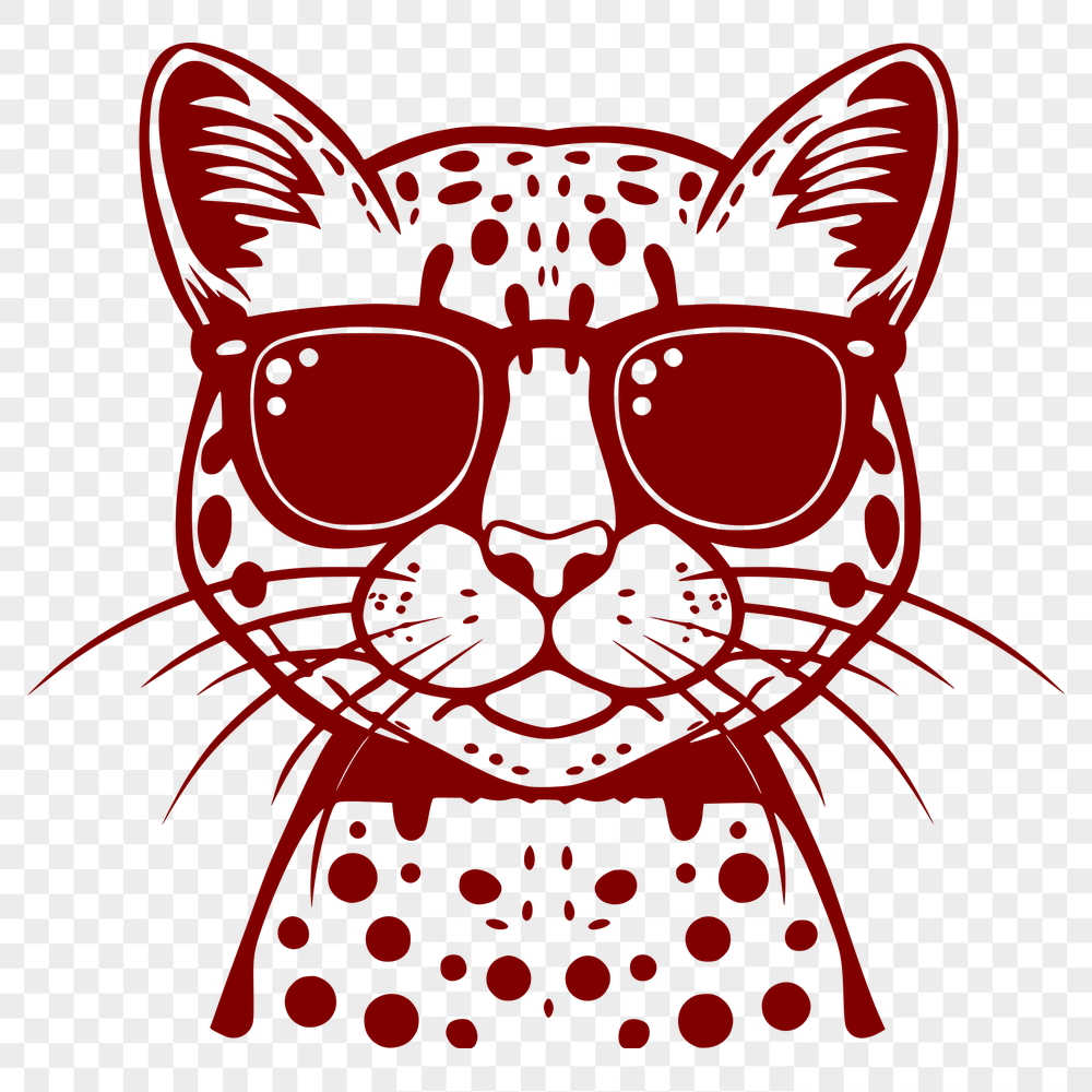 Artistic Big Cat Wearing Sunglasses DXF