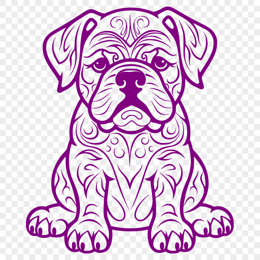 Sitting Bulldog Vector Drawing