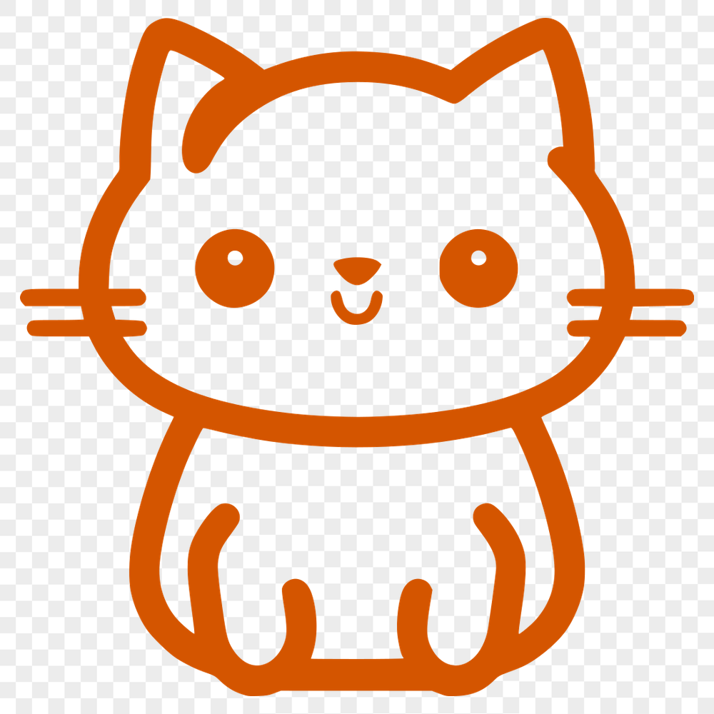 Cute Sitting Kitten Vector Drawing