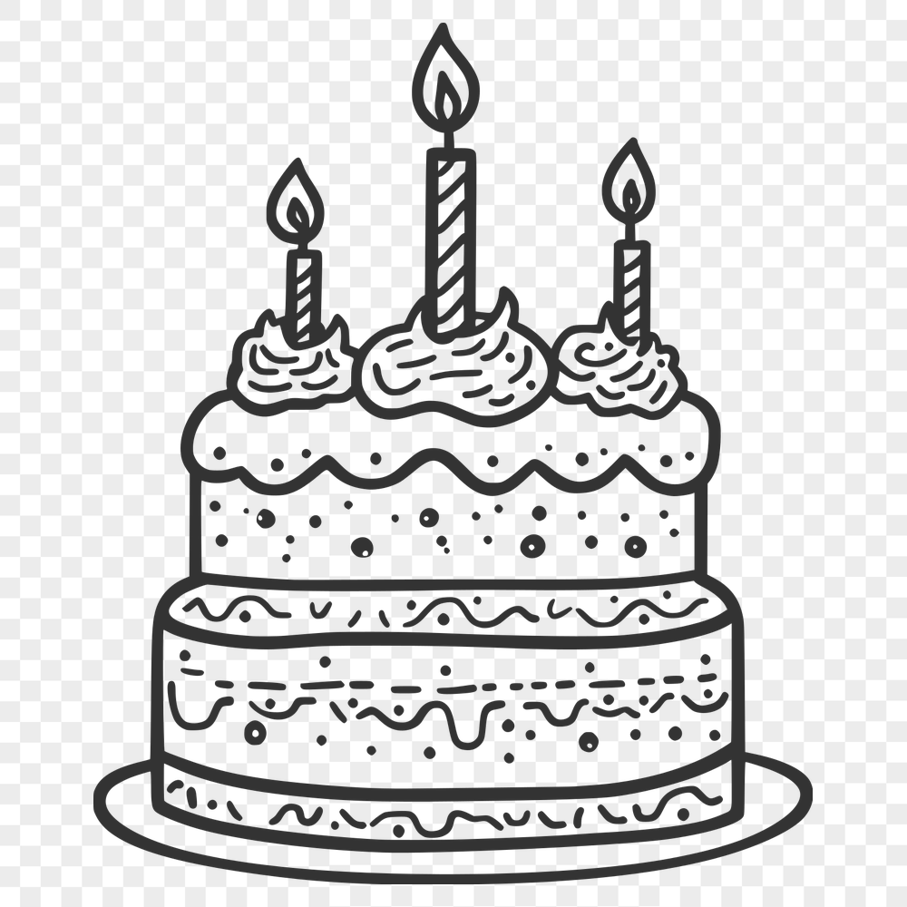 Unique Birthday Cake Stencil - Free PNG