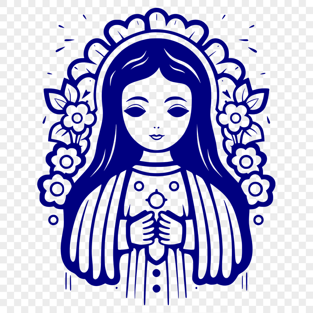 Beautiful Our Lady Of Guadalupe  Vector Drawing