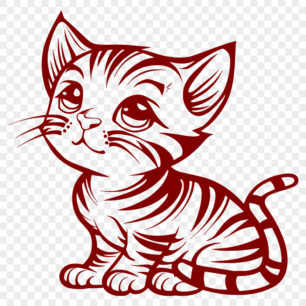 Artistic Sitting Kitten Clip Art