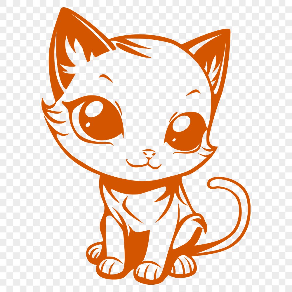 Artistic Sitting Kitten Illustration