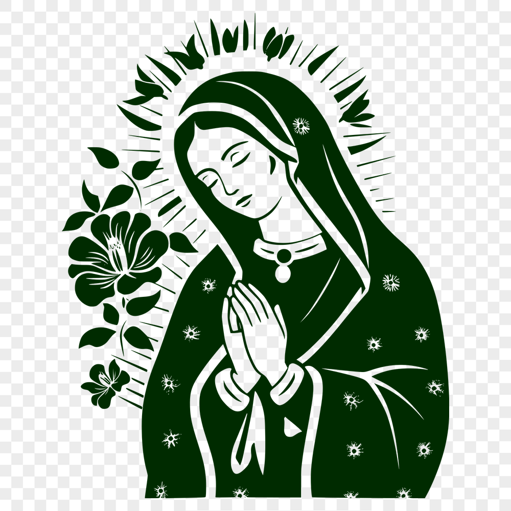 Free Floral Virgin Mary Digital Art