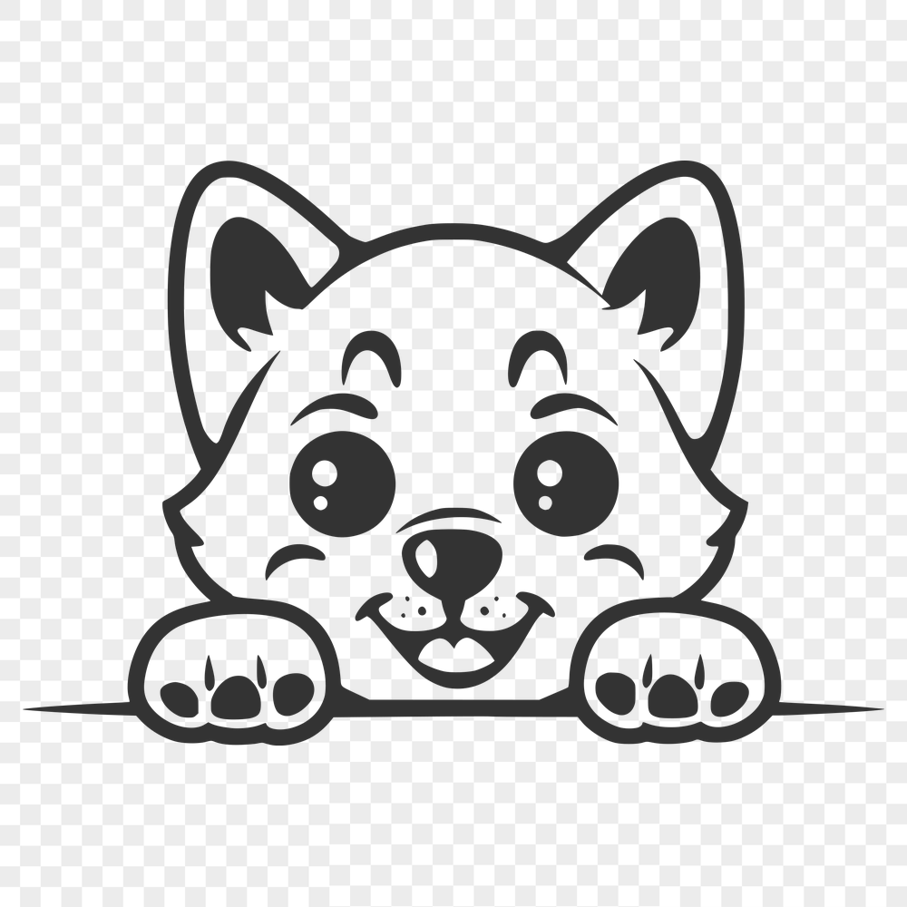 Beautiful Peeking Dog Vector Drawing