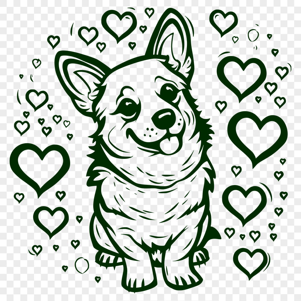 Sitting Welsh Corgi Vector Drawing