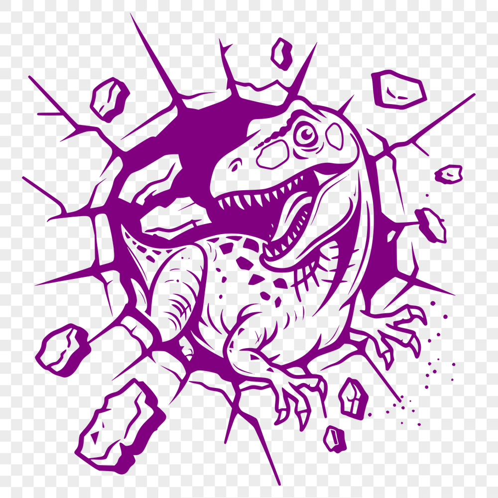 Stunning Dinosaur Smashing Through Wall PNG