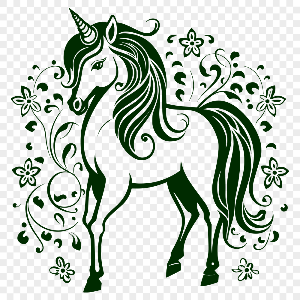 Floral Unicorn SVG, PNG, PDF And DXF Files