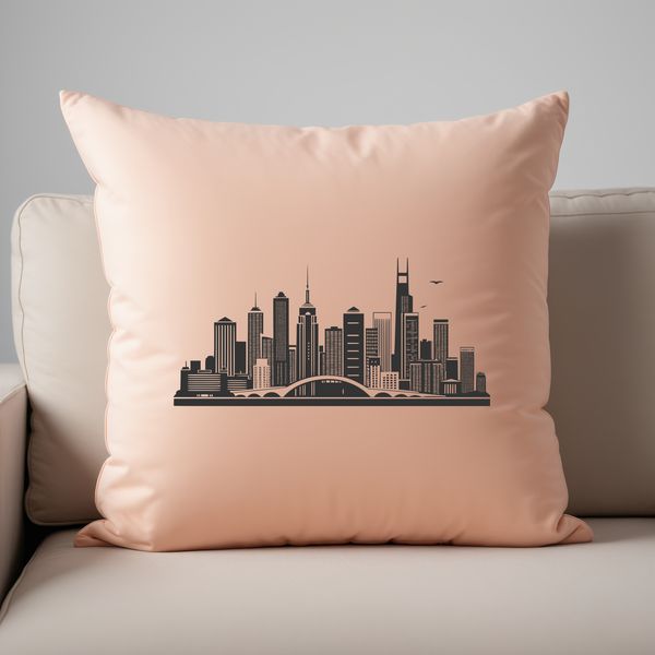 Sunset City Skyline Design Vector A stylized vector illustration of a city skyline at sunset, suitable for various design applications.