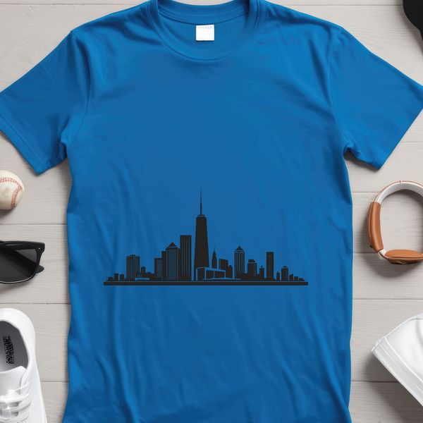 Cityscape Illustration in SVG Format A stylized city skyline vector graphic with tall skyscrapers and busy streets.