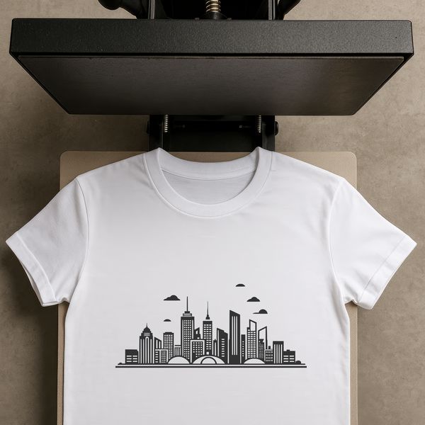 Beautiful City Skyline SVG Artwork Illustrated city skyline with iconic skyscrapers and urban landscape.