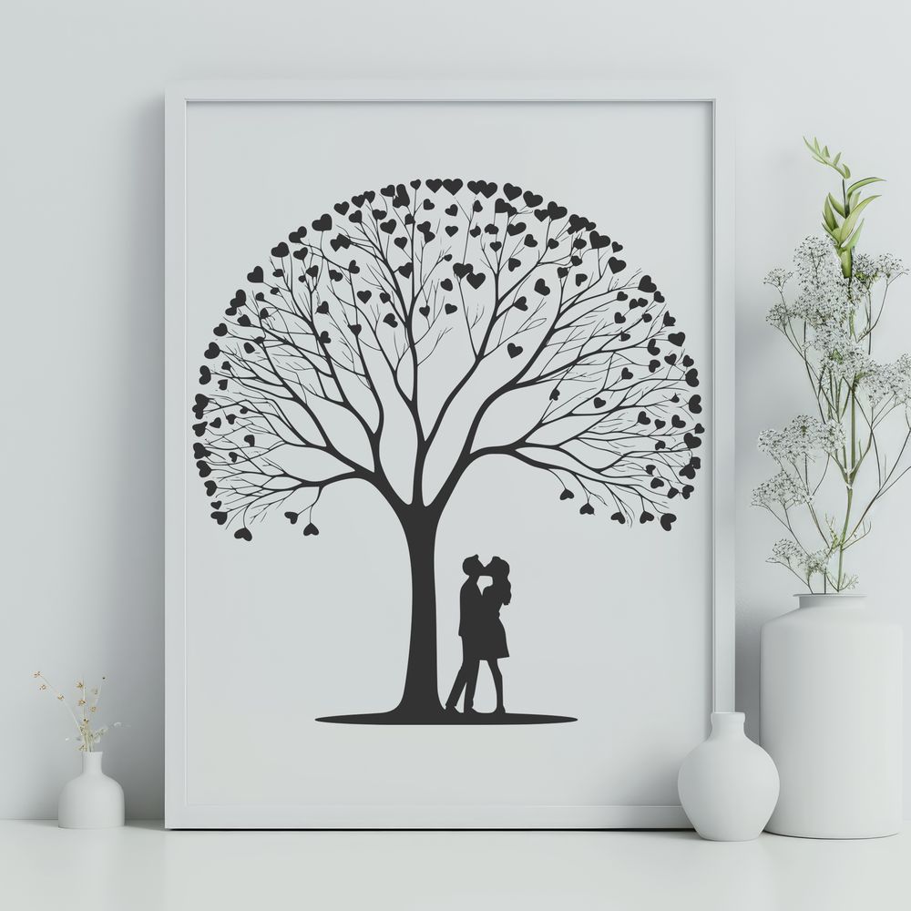 Romantic Tree Clip Art Design A romantic tree with intertwined branches, symbolizing love and connection.