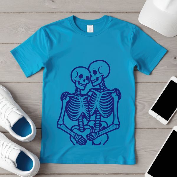 Romantic Couple Skeleton Design A skeleton design featuring a romantic couple, perfect for Valentine's Day or any love-themed project.
