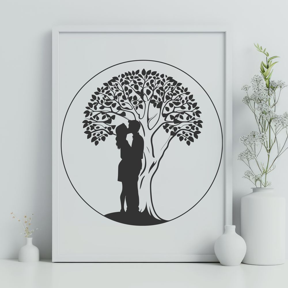 Interlaced Branches Heart Design A stylized illustration of intertwined tree branches forming a heart shape, suitable for romantic occasions.