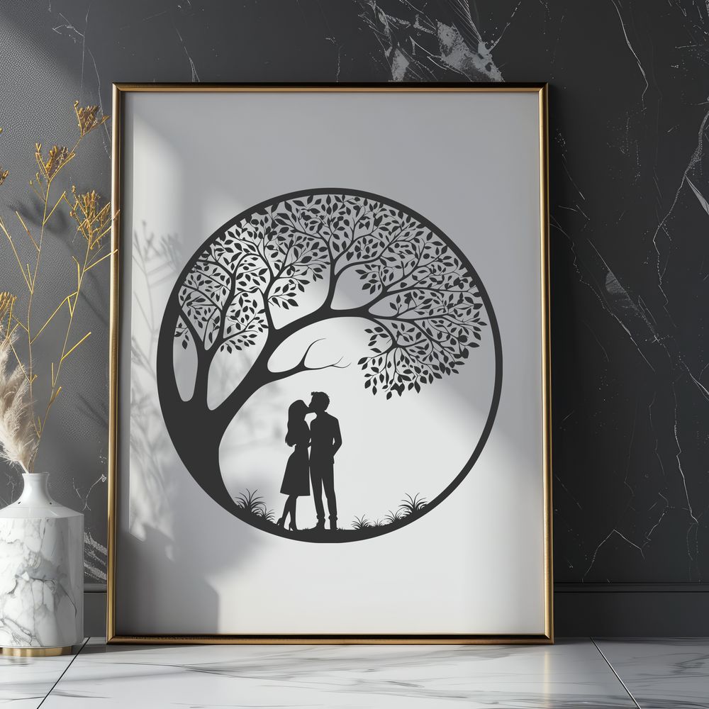 Twisted Love Symbol A romantic illustration of a tree with intertwined branches, symbolizing love and connection.