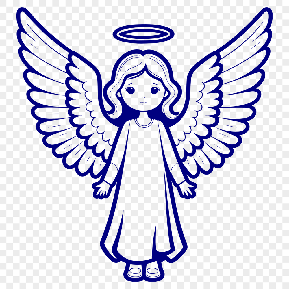 Free Digital Angel Clip Art A winged figurine with a benevolent expression, created as a digital vector graphic.