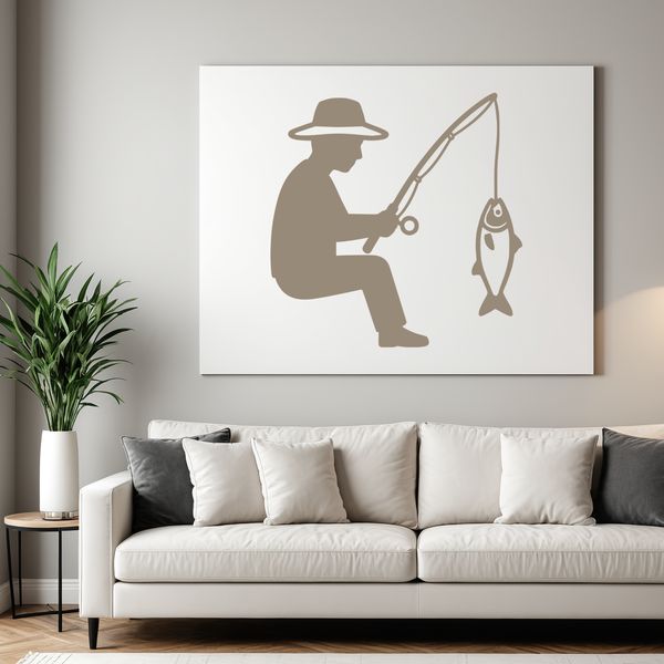 SVG fishing rod with fish silhouette for commercial use