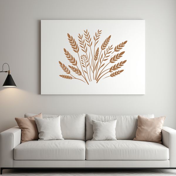 A detailed illustration of a wheat stalk with intricately designed grains.