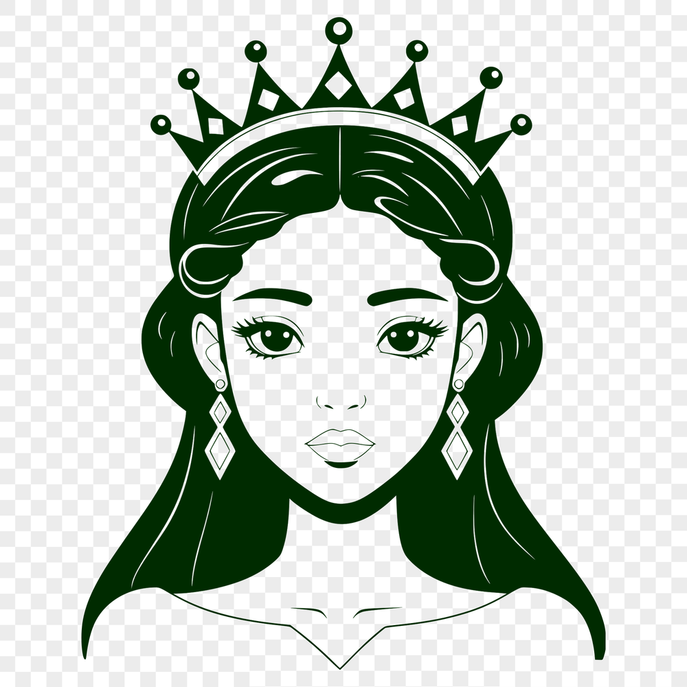 A royalty-inspired female character in a medieval setting, created as a vector art design.