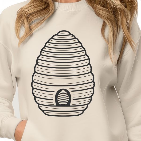 Vector Beehive Illustration Illustrated beehive with honeycombs and bees in vector design format.