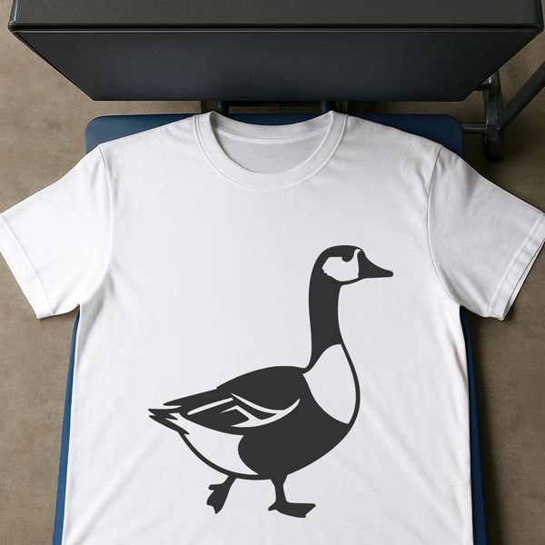 A detailed illustration of a goose in a minimalist silhouette style.