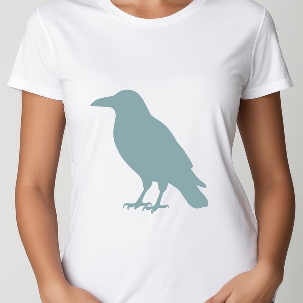 Illustrative crow silhouette in vector format, suitable for various designs and crafts.