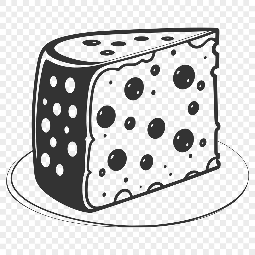 Block Cheese Illustration for Graphic Design A simple illustration of a block of cheese, suitable for use in graphic design projects.
