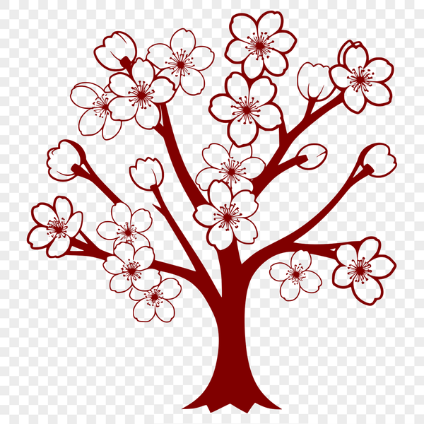 Pink Sakura Bloom Design An isolated vector design of a pink sakura blossom with intricate petals.