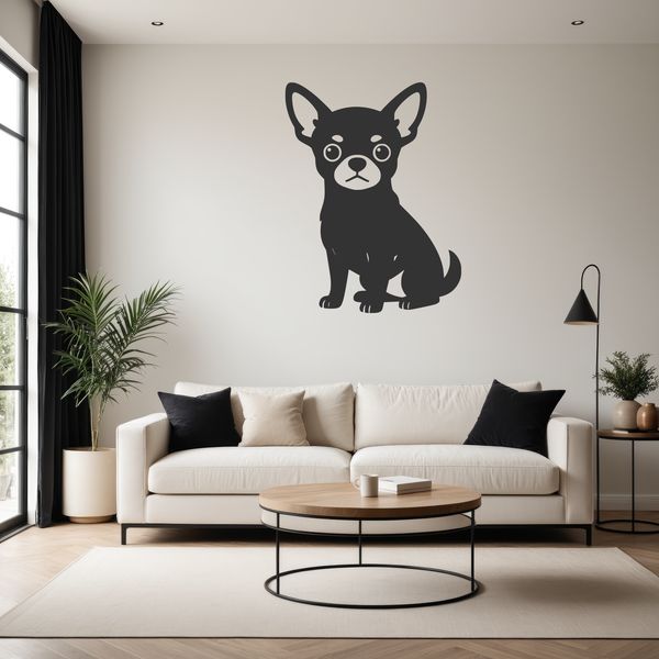 A vector illustration of a small Chihuahua dog in a silhouette style.
