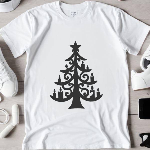 A traditional Christmas tree with ornaments and lights, suitable for commercial use or personal projects.