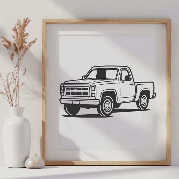 Pickup Truck Vector Illustration A digital illustration of a pickup truck designed as a vector graphic.