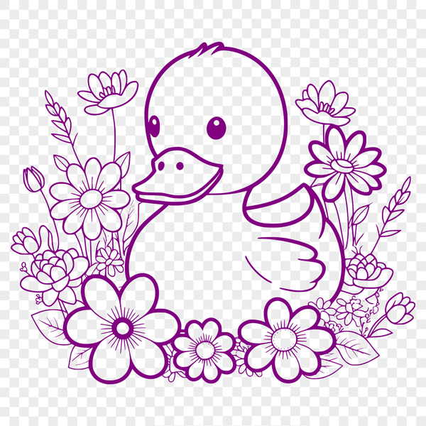 Vibrant Duck Illustration A colorful illustration of a duck surrounded by floral elements.
