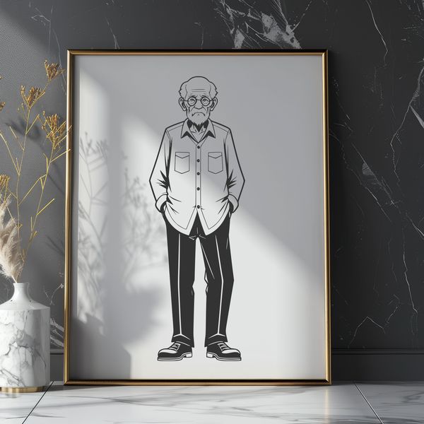 Illustration of a man created in a digital drawing style using scalable graphics technology.