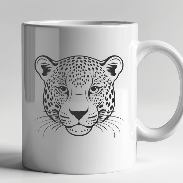 A vector illustration of a jaguar's head, suitable for various design and crafting applications.