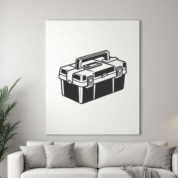 Tool Storage Solutions Illustration A digital illustration of a toolbox with various tools and equipment, suitable for commercial or personal projects.
