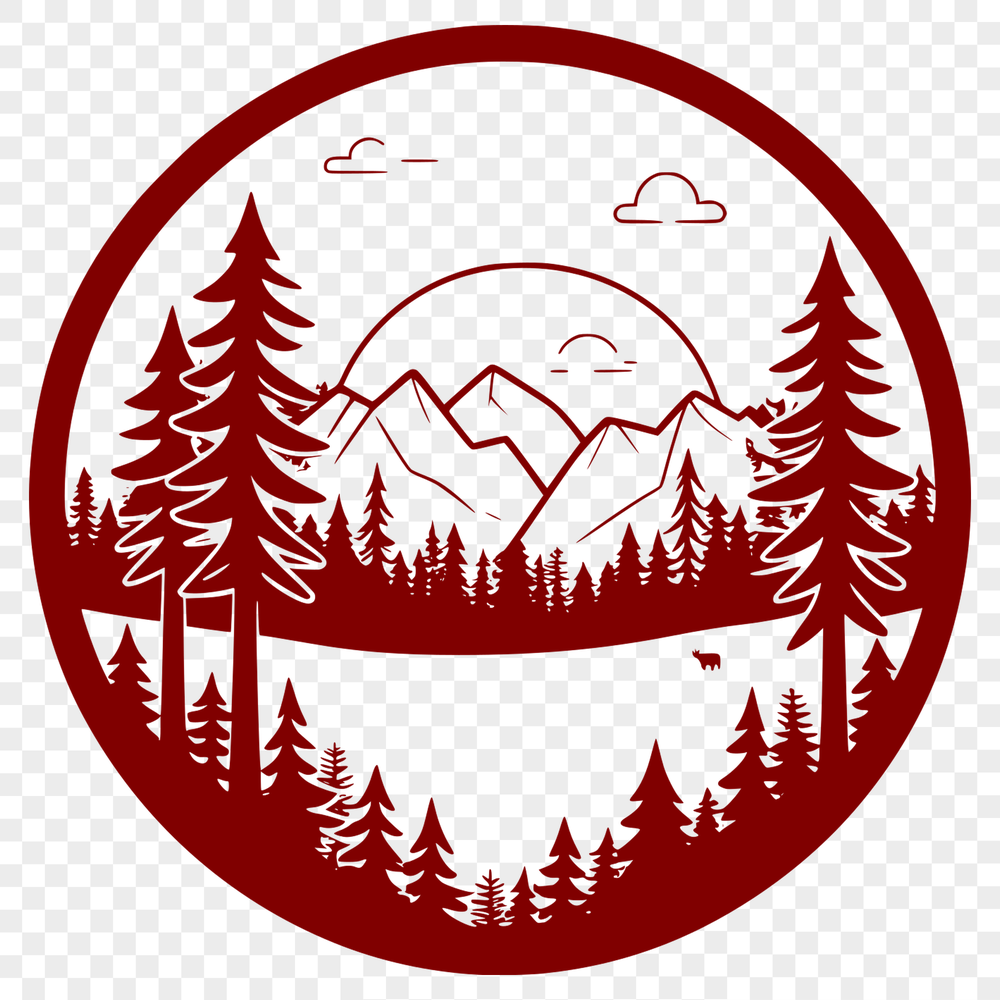 Dense Forest Ecosystem SVG Vector Graphic A vector graphic representation of a dense forest ecosystem with multiple tree species and vegetation.
