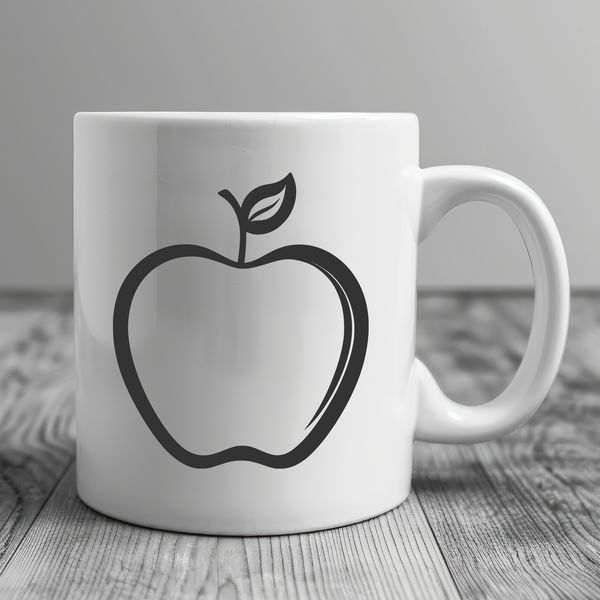 SVG Apple Icon and Template A high-quality illustration of a ripe apple, suitable for various uses in graphic design.