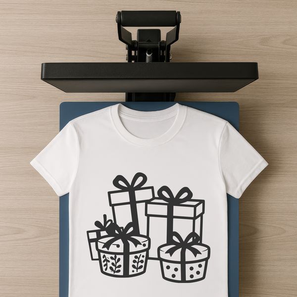 A stylized representation of a present wrapped in paper with ribbon and bow, suitable for various design applications.