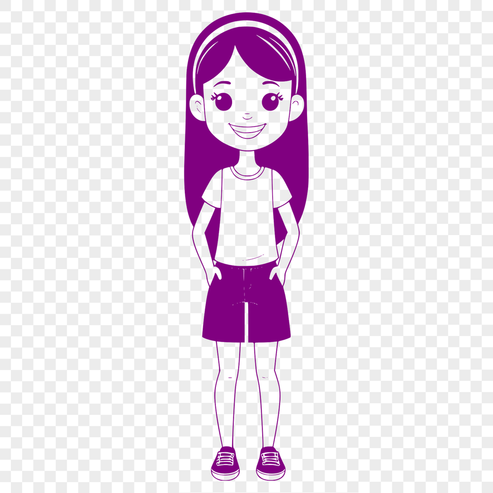 Whimsical Girl Illustration A young girl illustration created in vector format for digital and physical use.