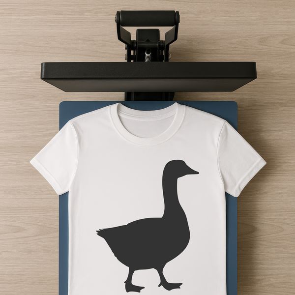 A detailed illustration of a goose in silhouette style.