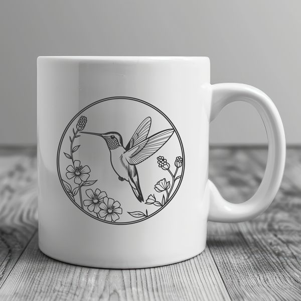 Whimsical Bird in Flight A detailed illustration of a hummingbird in flight, created using vector design elements for easy customization.