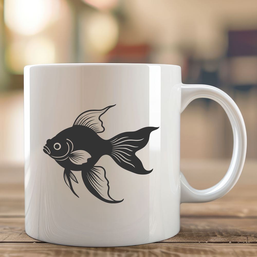 Underwater Goldfish Illustration An illustrated goldfish in a simple underwater scene.