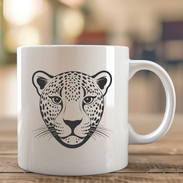 Close-up vector art of a majestic cat A close-up illustration of a jaguar's head with sharp features and markings.