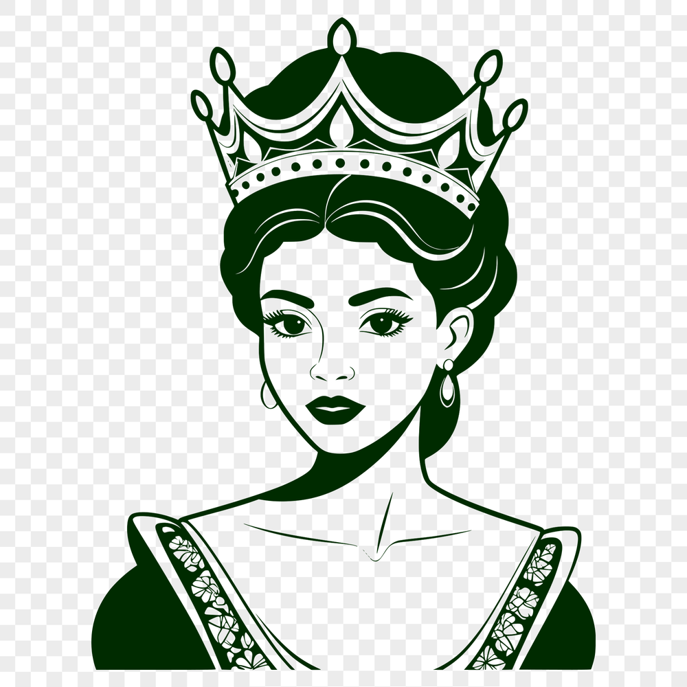 A digital illustration of a female princess in regal attire.